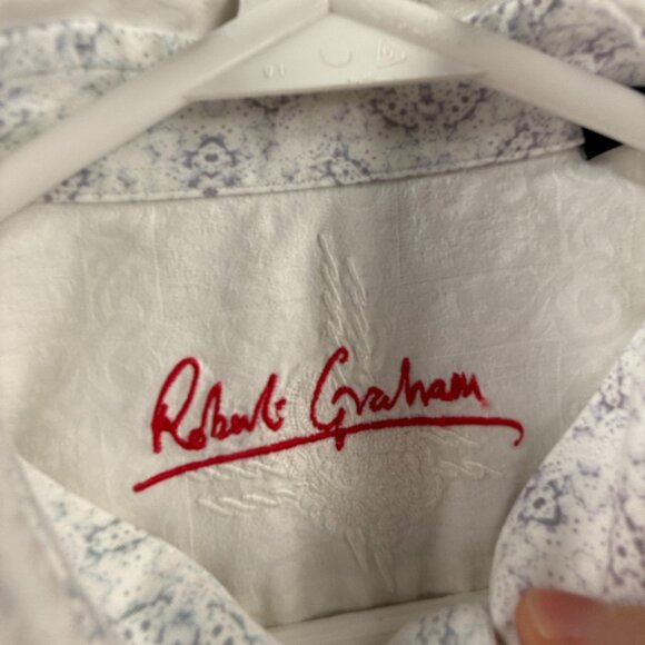 Robert Graham Geometric Medium White Mens Long Sleeve Button Up Bold Shirt Adult - Picture 9 of 14